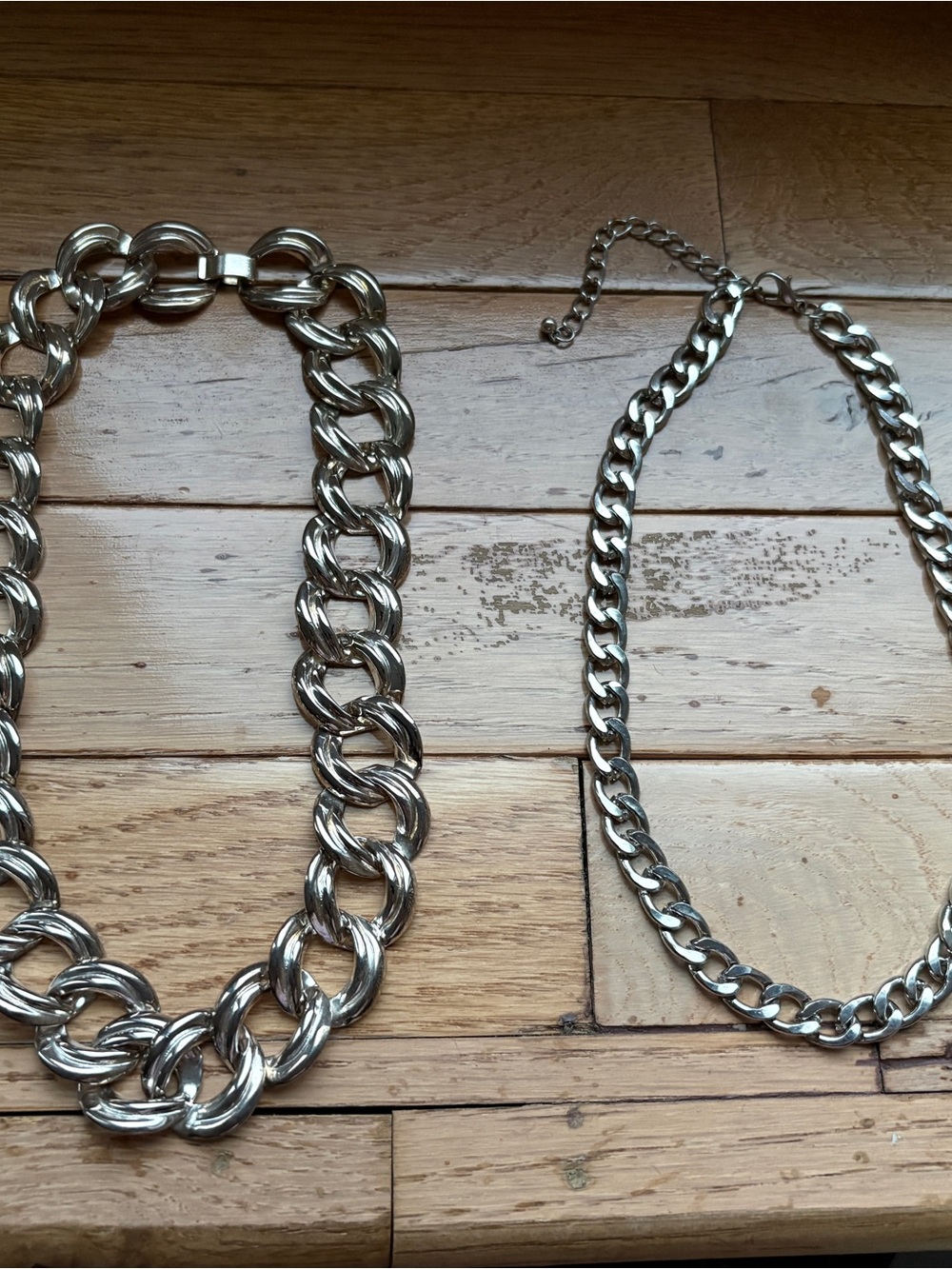 Silver-Tone Chunky Link Necklace Set